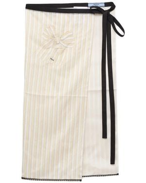 Prada Embroidered Striped Apron - White