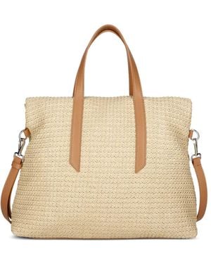 Quarzovivo Leather-Trim Tote Bag - Natural