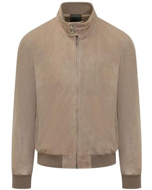 Giocasta Suede-Finish High-Neck Jacket - Natural