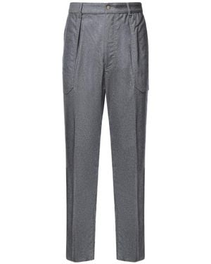 Eleventy Pleated Patch-Pocket Jeans - Gray