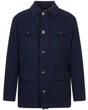 Canali Button-Up Multi-Pocket Jacket - Blue