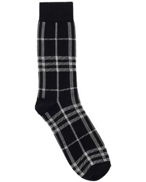 Burberry Check Cotton-Nylon-Blend Socks - Black