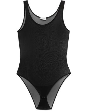Magda Butrym Body festoneado de malla - Negro
