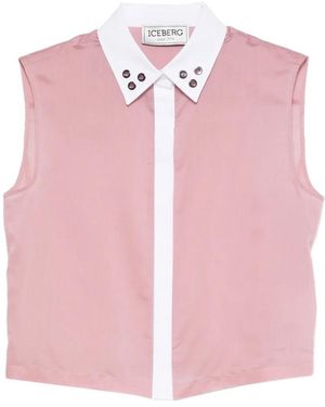 Iceberg Eyelet-Embellished Sleeveless Shirt - Pink