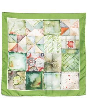 D'Aniello Patterned Silk Scarf - Green