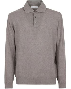 Cruciani Long-Sleeve Polo Shirt - Gray