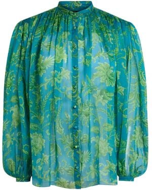 Etro Top A Fiori Con Arricciatura - Verde