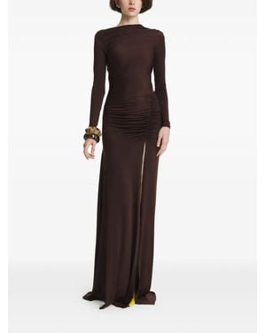 2310 STUDIO Ruched Open-Back Maxi Dress - Brown