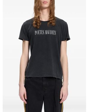 Ann Demeulemeester T-Shirt Met Tekst-Print - Zwart
