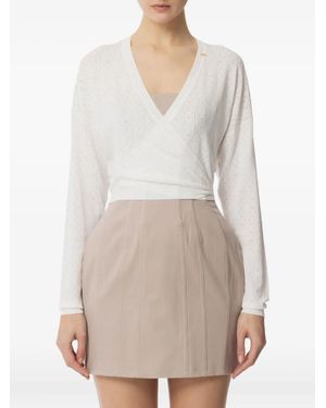 Elisabetta Franchi Openwork Wrap-Effect Sweater - White
