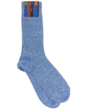 Gallo Melange Ribbed Socks - Blue