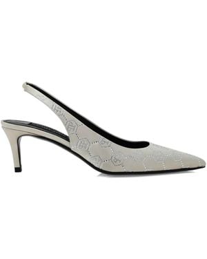 Philipp Plein 55Mm Rhinestone Monogram Slingback Court Shoes - Metallic