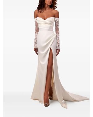 Millanova Westwood Off-Shoulder Lace-Sleeve Maxi Dress - White