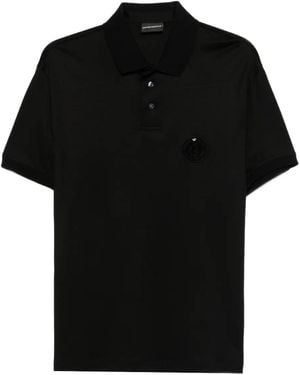 Emporio Armani Logo Patch Short-Sleeved Polo Shirt - Black