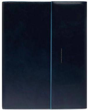 Piquadro Leather Notepad Holder - Blue