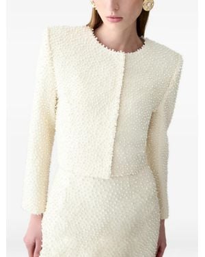 Carolina Herrera Pearl-embroidered long-sleeve jacket - Neutro