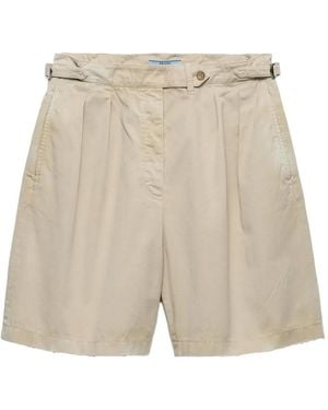 Prada Stückgefärbte Shorts Aus Old Gabardine - Natur