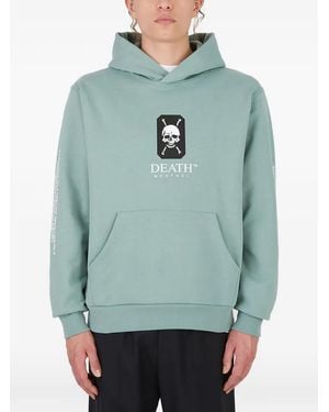 Death Cigarettes Graphic Print Hooded Sweatshirt - Blue