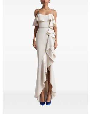 Gemy Maalouf Ruffled Crystal-Embellished Dress - Natural
