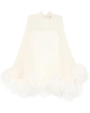Taller Marmo Feather-Detail High-Neck Mini Dress - White