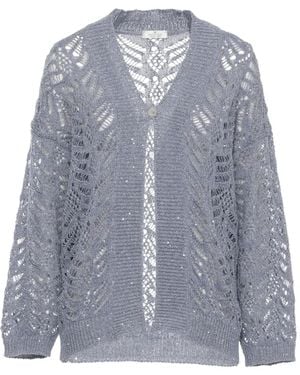 Panicale Openwork V-Neck Cardigan - Blue