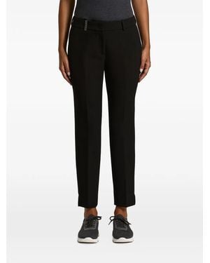 Peserico Logo-Plaque Slim-Fit Trousers - Black