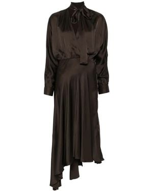 Maje Abito Midi Asimmetrico Con Collo Da Annodare - Nero