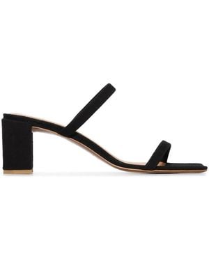 BY FAR Black Tanya 65 Double Strap Suede Mules