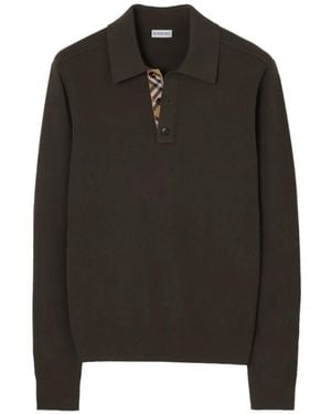 Burberry Polo De Lana De Manga Larga - Negro