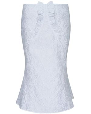 ShuShu/Tong Jupe Mi-Longue Volantée À Fleurs En Jacquard - Blue