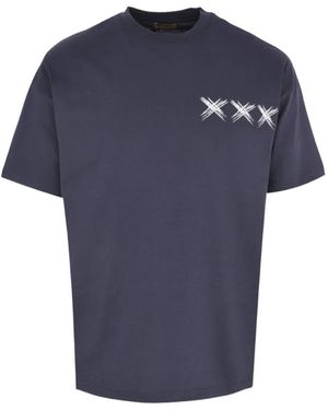 Exit Society Graphic-Print Dropped-Shoulder T-Shirt - Blue