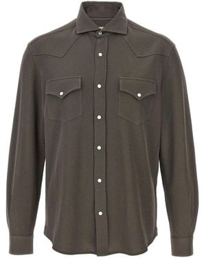 Brunello Cucinelli Camicia Con Bottoni - Grigio