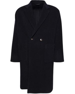 Doppiaa Double-Breasted Patch-Pocket Coat - Blue