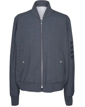 Thom Browne 4-Bar Stripe Wool Bomber Jacket - Gray