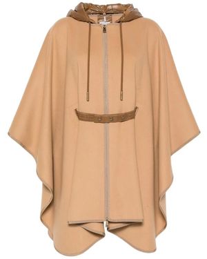 Moncler Belted Hooded Cape - Natural