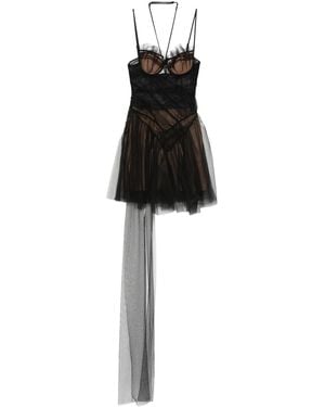 Nensi Dojaka Strap-Detail Tulle Mini Dress - Black
