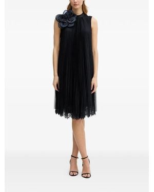 Joseph Ribkoff Flower Pleated Dress - Black