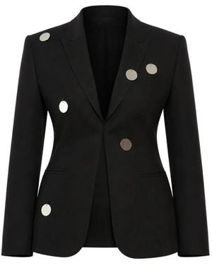David Koma Mirror-Embellished Peak-Lapel Blazer - Black