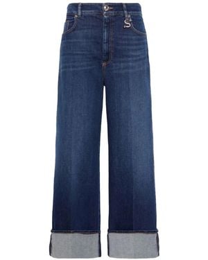 Sportmax Dufo Turn-Up Wide-Leg Jeans - Blue