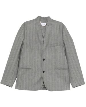 Hed Mayner Pinstripe Collarless Blazer - Gray