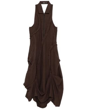 OPEN YY Reißverschluss-Kleid Mit Rüschenbesatz - Braun