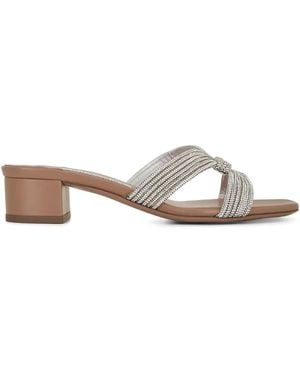 Aquazzura Crystal Muse 35Mm Low Heel Sandals - White