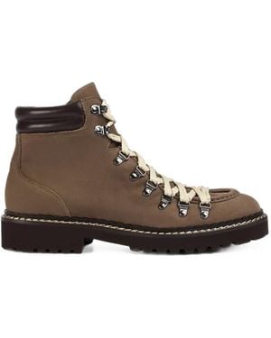 Doucal's Lace-Up Calf Suede Ankle Boots - Brown
