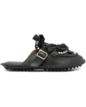 13 09 SR Medusa Jewel-Embellished Flat Mules - Black
