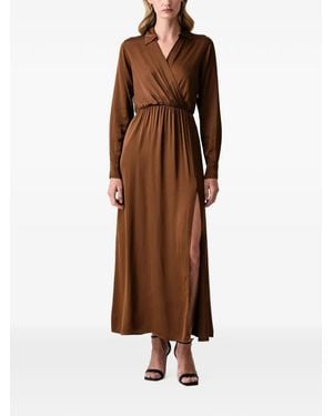 Fracomina Wrap-Style Slit-Detail Maxi Dress - Brown