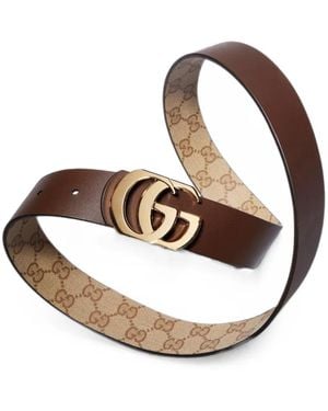 Gucci Cinturón Gg Marmont Reversible - Blanco