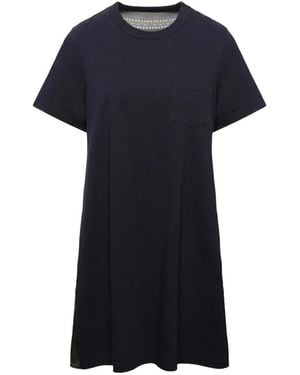 Sacai Paisley-Print Panelled Mini Dress - Black