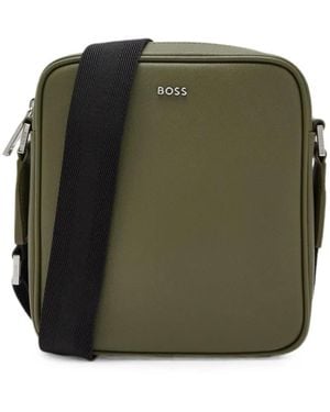 BOSS Northon Logo-Plaque Messenger Bag - Green