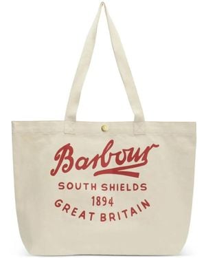 Barbour Logo-Graphic Tote Bag - White