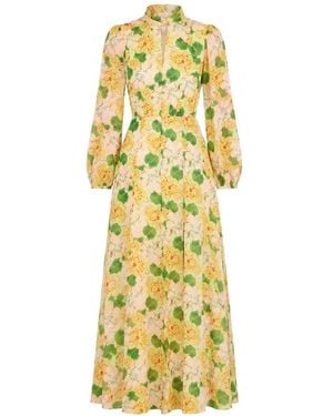 Saloni Jaclyn Floral-Print Maxi Dress - Metallic